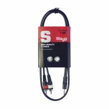 Stagg SYC1/MPS2CM E, kabel mini stereo JACK/2x RCA, 1m